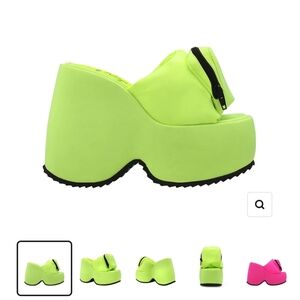 Lemon drop privileged platform 7.5 women's wedge neon shoes slip on pocket green